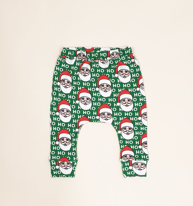Christmas Santa baby pants, Holiday baby pants, Xmas baby gift, Green pants - 童装裤 - 棉．麻 多色