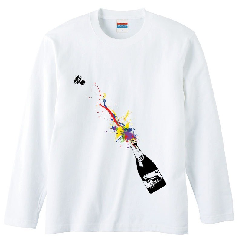 Long sleeve T-shirt / Champagne - 男装上衣/T 恤 - 棉．麻 白色