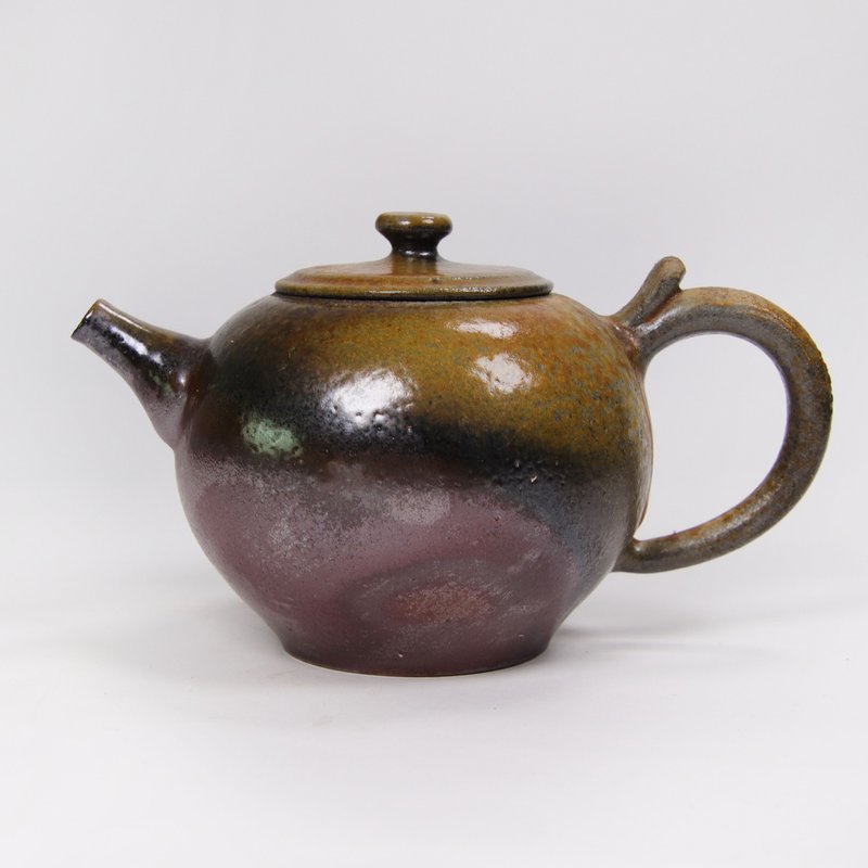 明芽窑 l 柴烧杏黄落灰后手壶 茶壶 陶壶 落灰 陶艺品 搜藏品 H4 - 锅具/烤盘 - 陶 卡其色