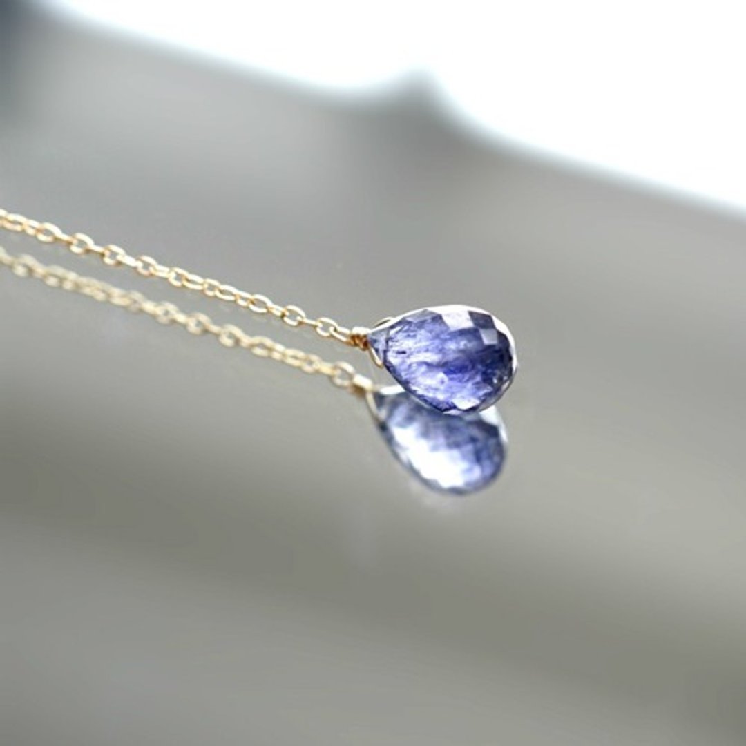 Large iolite and freshwater pearl Y-shaped necklace Marliave - 项链 - 宝石 蓝色