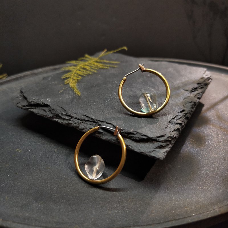 矿石耳环-简约款-小矿母 - 耳环/耳夹 - 宝石 绿色