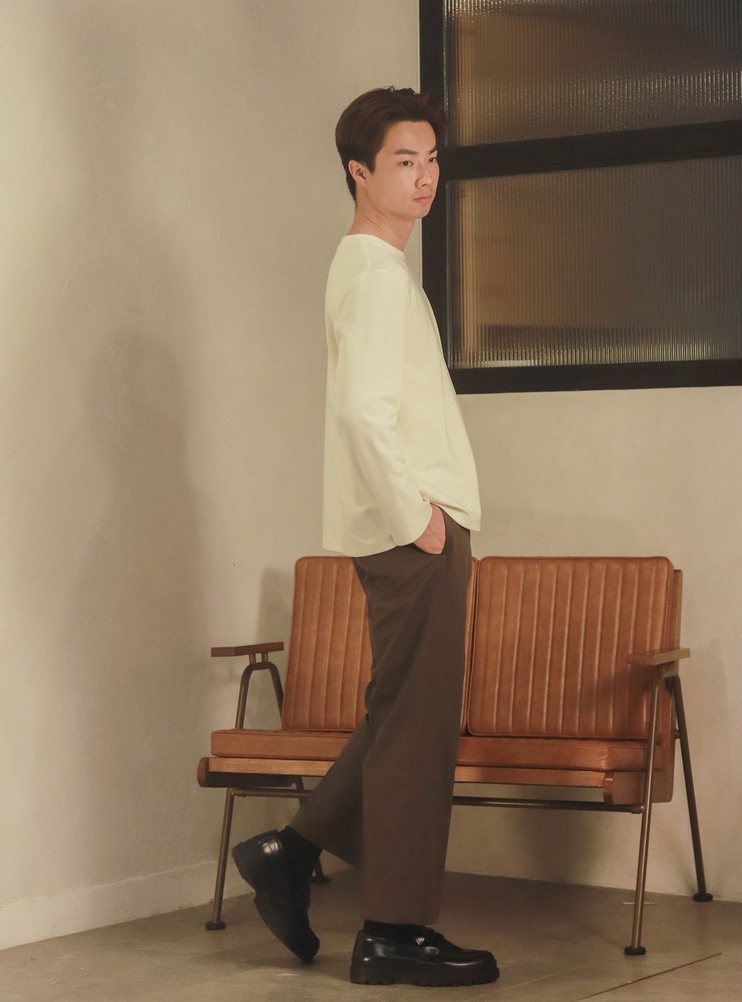 *现货 限定优惠*浮生系列 男装九分暗纹西裤 - 男士长裤 - 其他材质 咖啡色