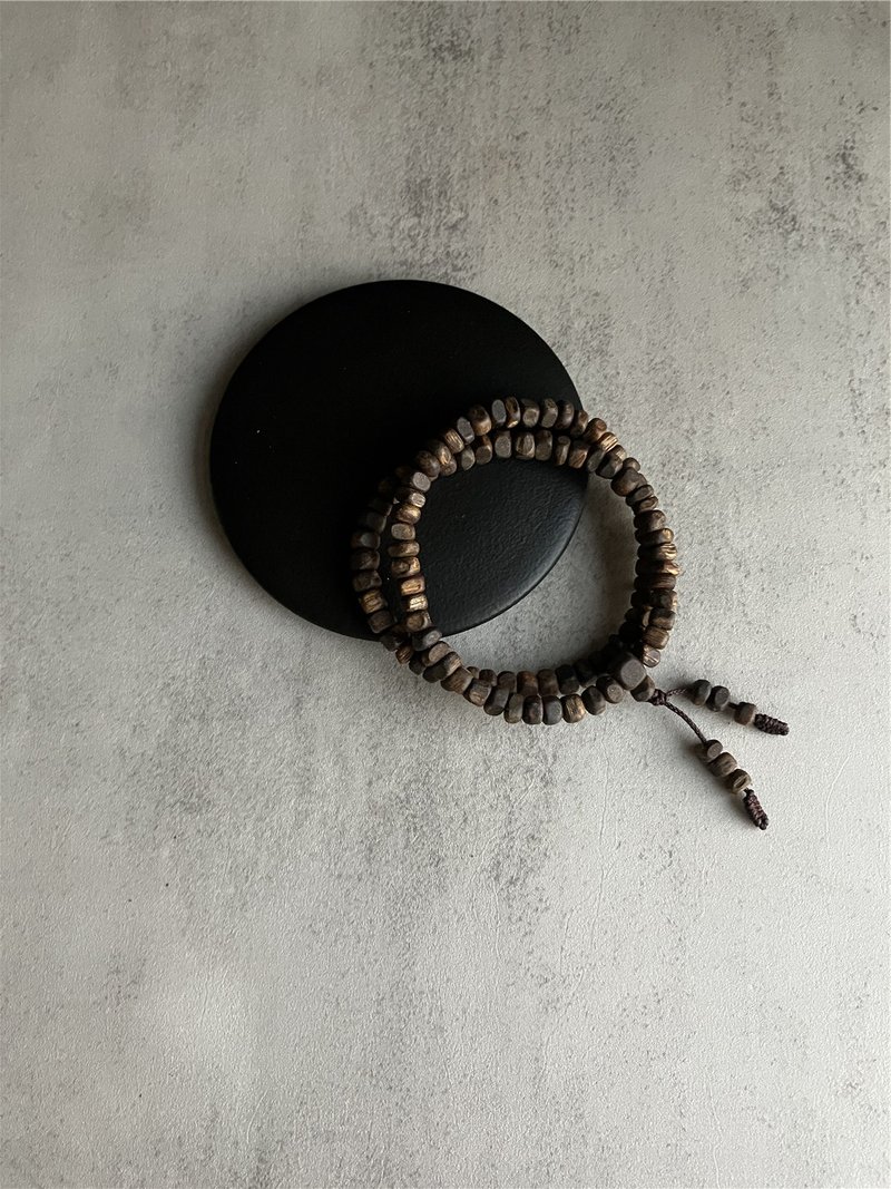 【小方块锁骨链重油款】天然大王棋楠沉香双圈手串5mm - 手链/手环 - 木头 