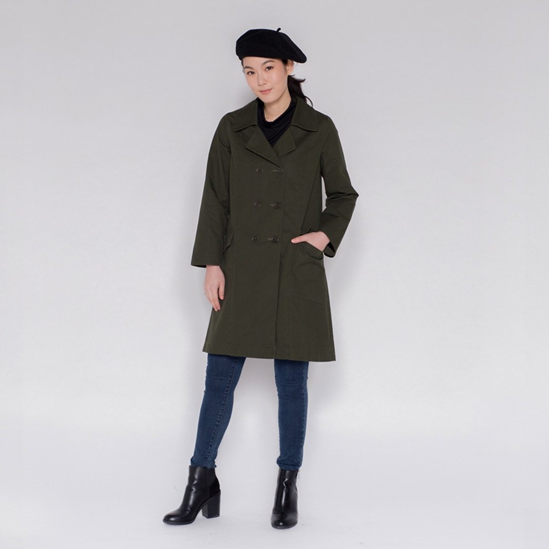 双排扣风衣外套 Double Breasted Pea Coat - 女装休闲/机能外套 - 棉．麻 多色