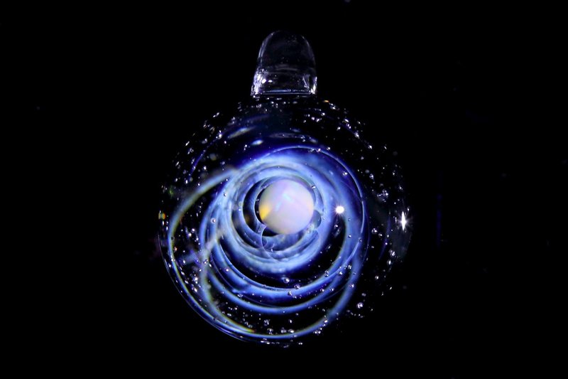 (螺旋宇宙) 迷你澳宝石宇宙玻璃球 no.815 - 颈链 - 玻璃 蓝色