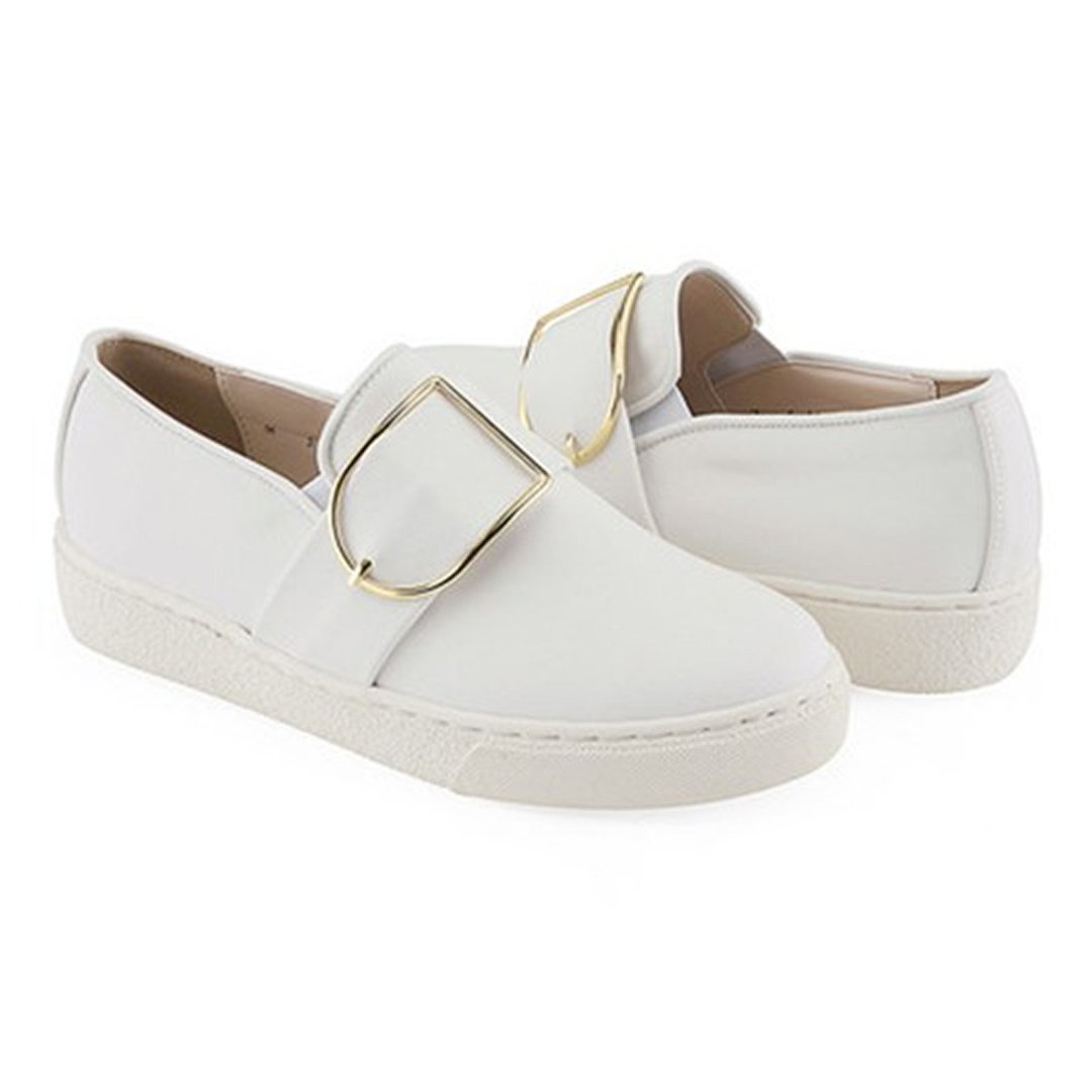 PRE-ORDER – CLLIB ZENN_FRAME BUCKLE 休闲鞋 MS4379 WHITE - 女款休闲鞋 - 人造皮革 