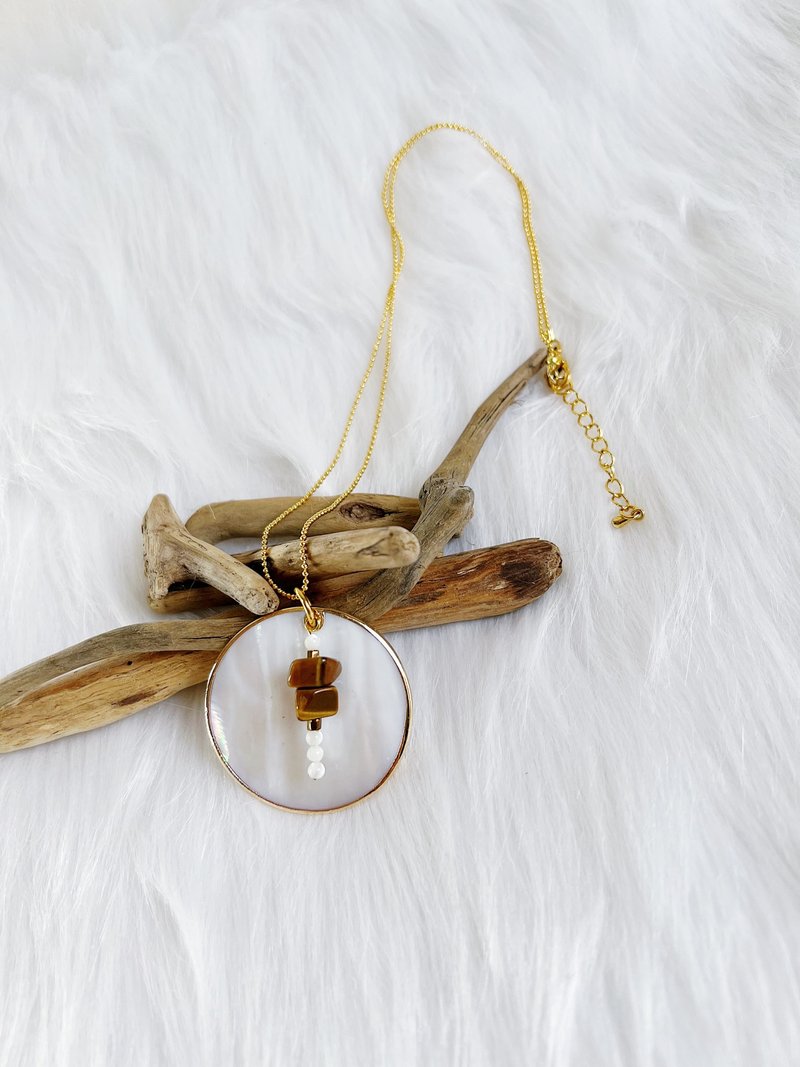 完满正圆和谐循环 镀金贝壳x虎眼石 18k 原创手作小众 串珠项链 - 项链 - 贝壳 多色