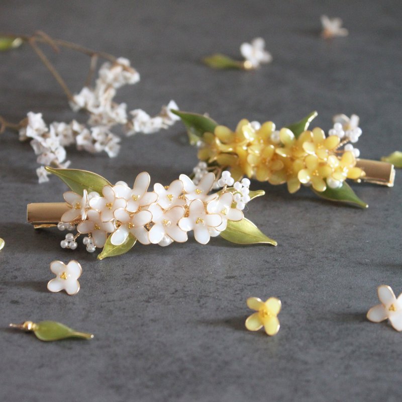 【桂花发夹】浪漫桂花发夹  手工铜线树脂  发饰/发夹 - 发饰 - 树脂 多色