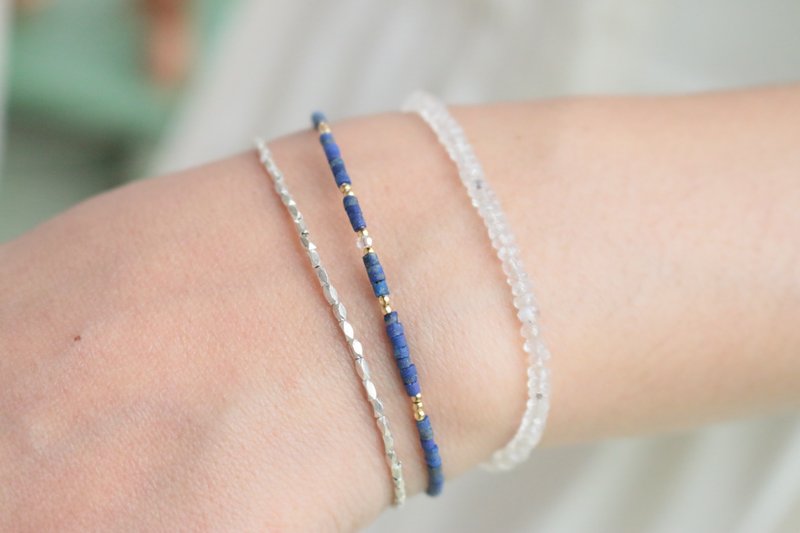 快速出货 青金石 土耳其石 水晶 黄铜 手链 0828 千里马 - 手链/手环 - 宝石 蓝色