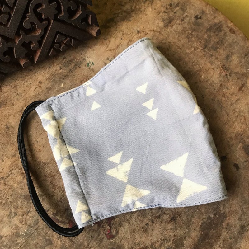 布口罩。可换滤材。可换鼻梁压条。木刻印天然染。印度细棉。 - 口罩 - 棉．麻 蓝色