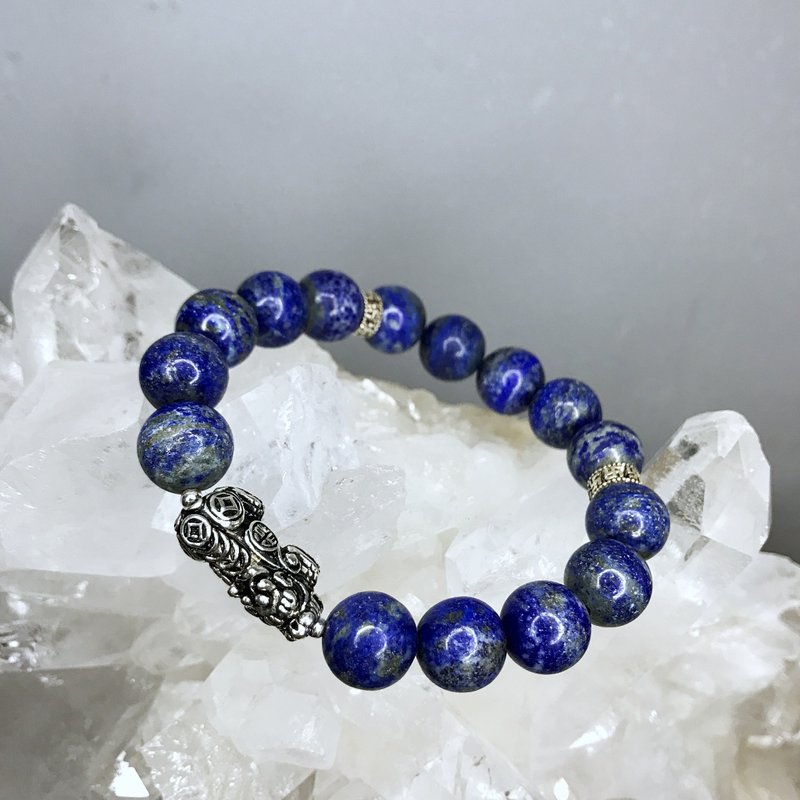 银貔貅 男款青金石手串 - 手链/手环 - 水晶 蓝色