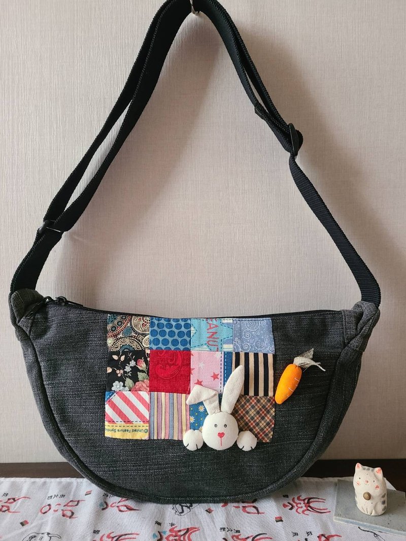 拼接月亮包 - 侧背包/斜挎包 - 棉．麻 