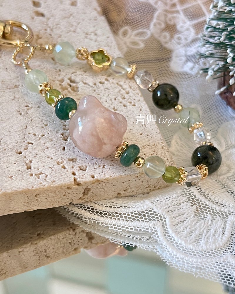 樱花猫猫x绿色系 包包挂饰 - 吊饰 - 水晶 