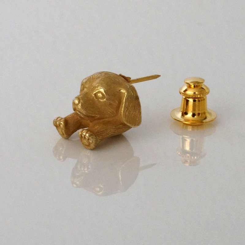 Dachshund dog pin brooch - 胸针 - 其他金属 金色