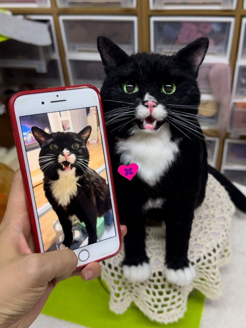 客制化逼真猫 羊毛毡 宠物 娃娃 定制 手工 狗狗猫咪 毛小孩 271 - 玩具 - 羊毛 多色