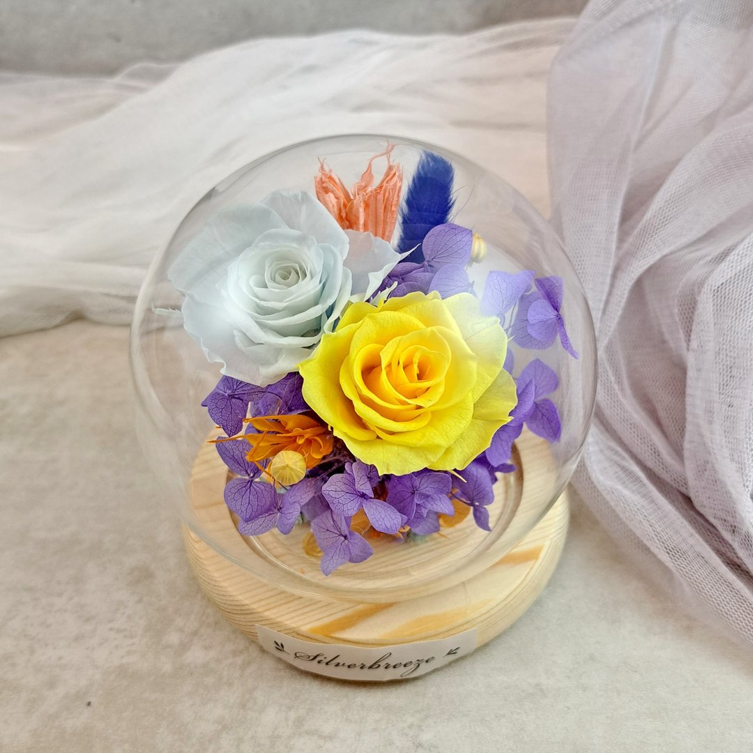 永生花玻璃罩 闺密礼物  母亲节 永生玫瑰 情人节礼物 PF051 RD - 干燥花/捧花 - 植物．花 黄色