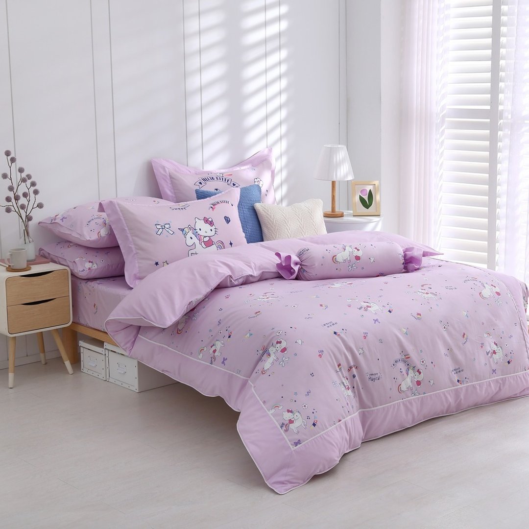 Hello Kitty-床包两用被四件组-独角兽-粉-正版授权 - 寝具 - 棉 