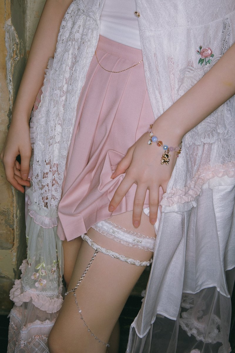 派对女皇蕾丝双层编织大腿链 - 其他 - 粘土 粉红色