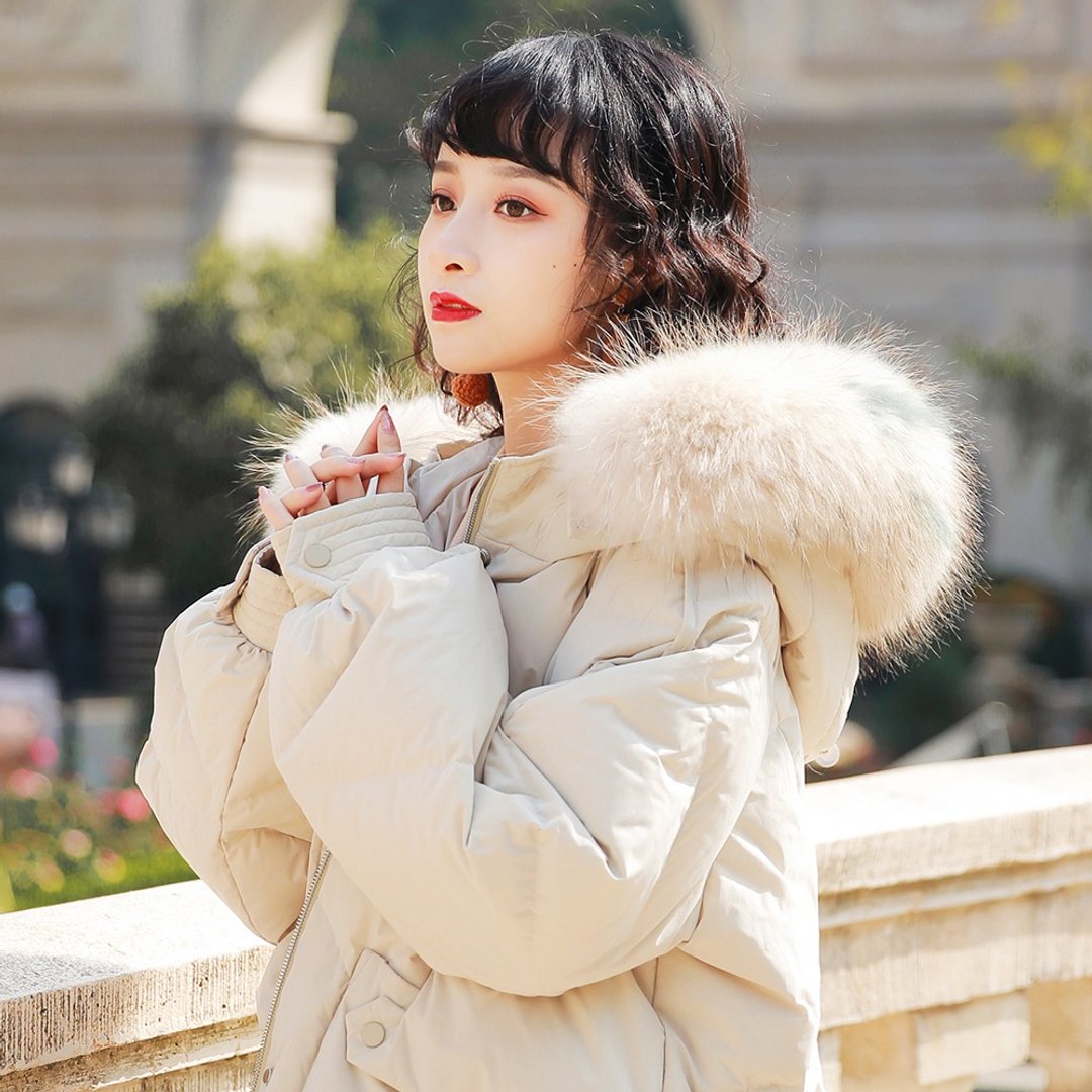 2019冬季新款白鸭绒羽绒服女可拆卸貉子毛领时尚保暖加厚外套Y006 - 女装休闲/机能外套 - 其他材质 