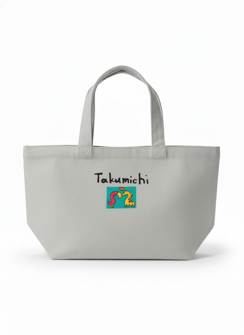 TAKUMICHI 生活里的小角色 托特包－恋爱中的红鹤 - 手提包/手提袋 - 棉．麻 灰色