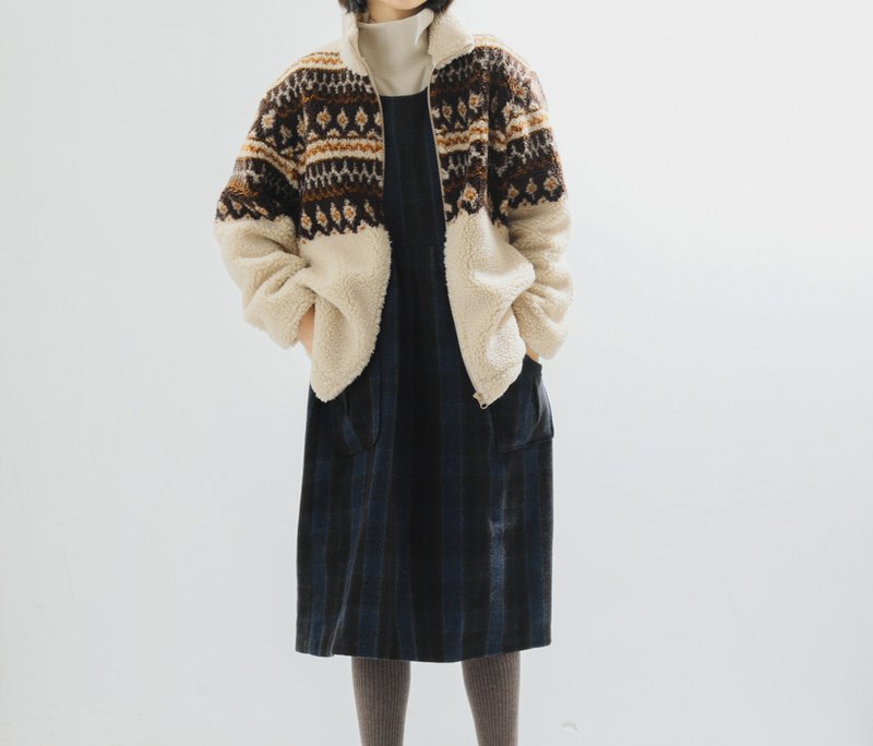 【少女费尔岛】美式复古/文艺花纹/羊羔毛外套 - 女装休闲/机能外套 - 羊毛 白色