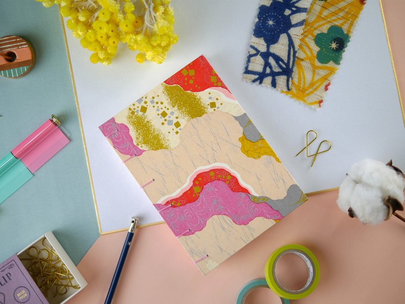 珊瑚色纹理－A6手工笔记本/手帐/日记本/相册/日志/礼物 - 笔记本/手帐 - 纸 粉红色