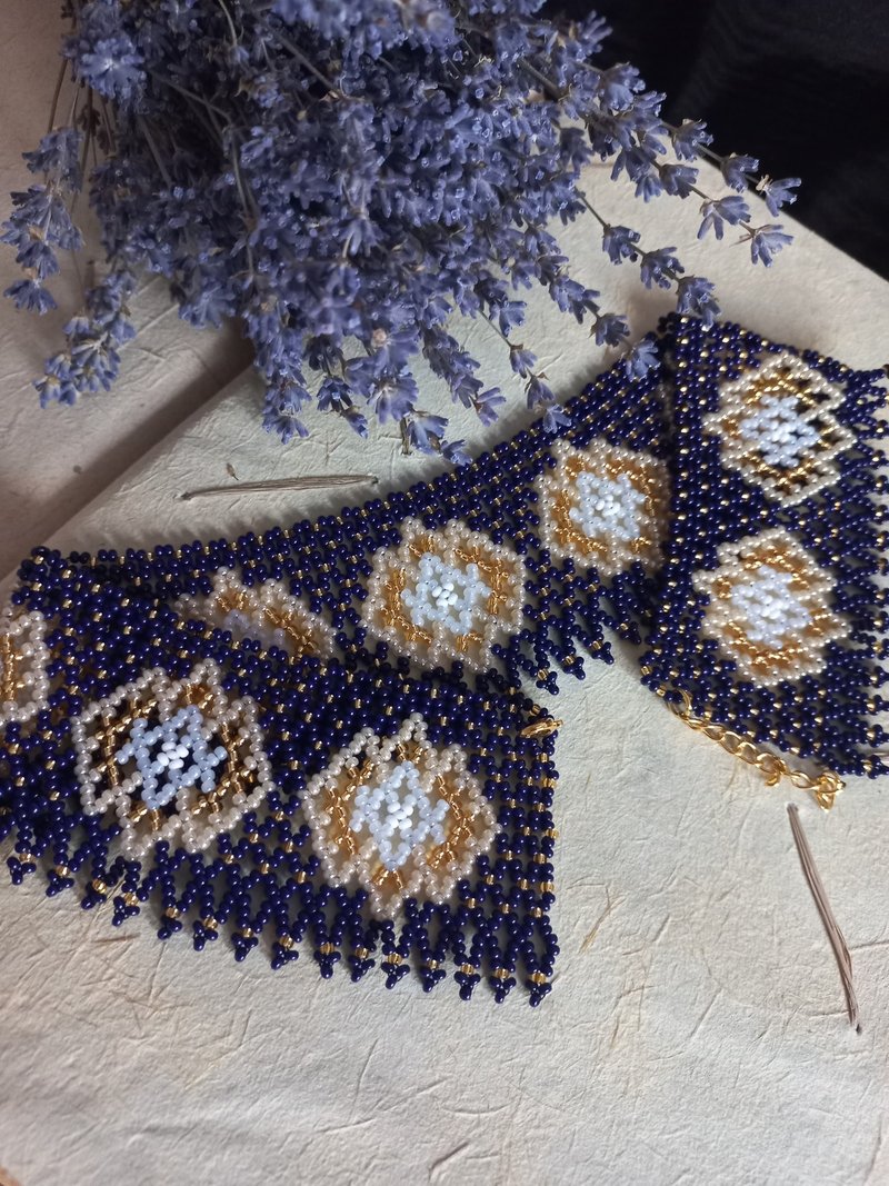 乌克兰项链珠子深蓝色手工饰品 - 项链 - 琉璃 多色