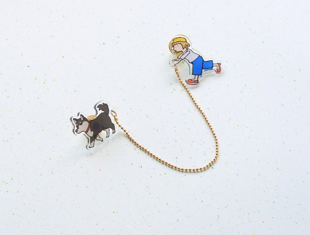 Walking Dog /Shiba Inu - 胸针 - 压克力 多色