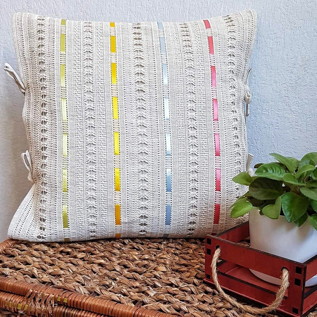 Handmade set of pillowcases Country chic for decorative pillows (cushions) - 枕头/抱枕 - 环保材料 多色