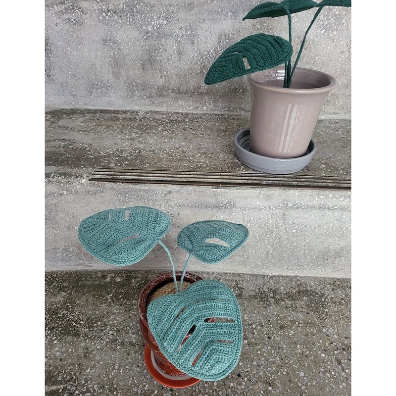 手工龟背芋 (Monstera) 몬스테라 Handmade Crochet Monstera - 植栽/盆栽 - 棉．麻 