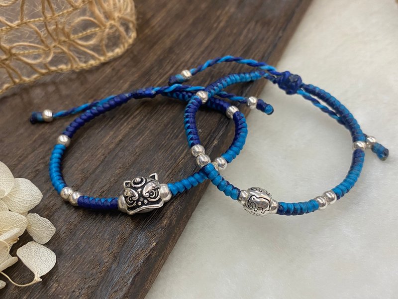 纯银 醒狮/大象款 宝宝手链 定制颜色手围尺寸 - 手链/手环 - 纯银 