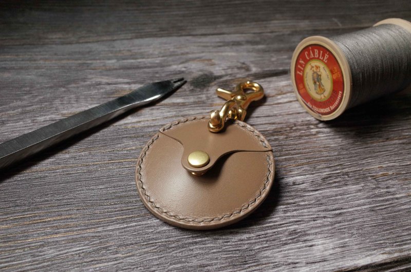 GOGORO EC-05  Ai-1 AI-3 机车钥匙皮套－全包覆款－Buttero灰 - 钥匙链/钥匙包 - 真皮 卡其色