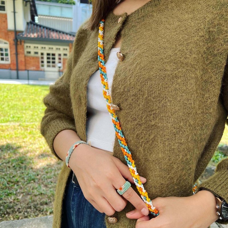 编织手机挂绳/电话绳/斜背带 | Outing Strap H | 春日 - 挂绳/吊绳 - 丝．绢 橘色