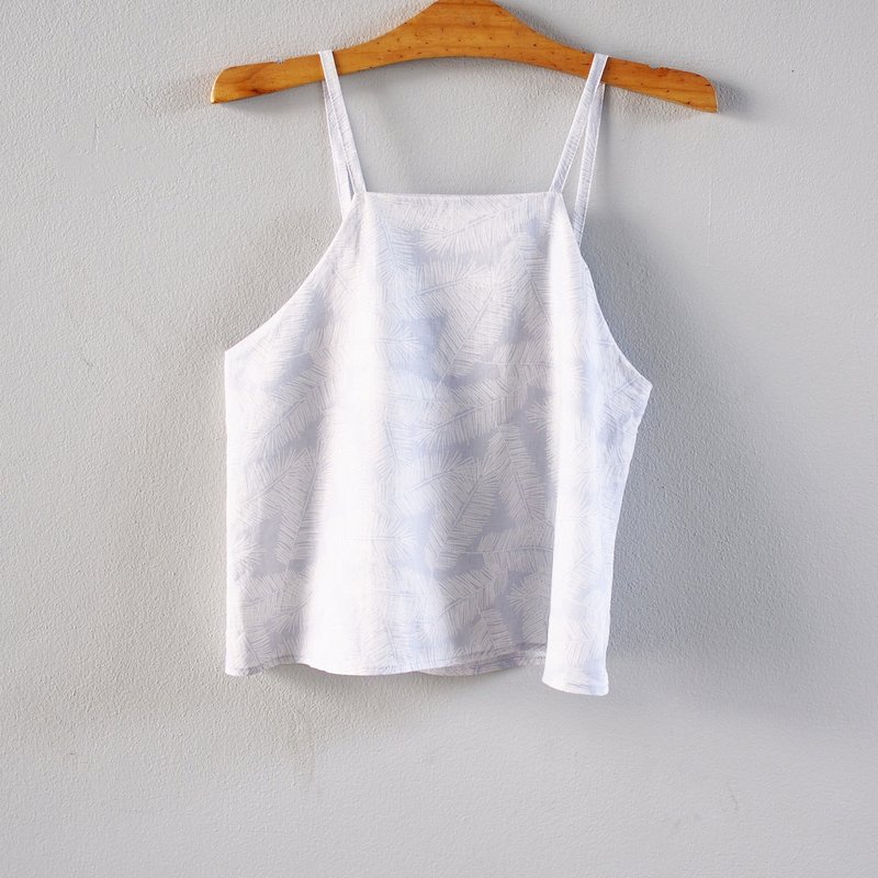 Spaghetti strap top-Baby blue - 女装上衣 - 棉．麻 蓝色