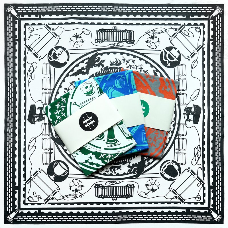 CHAT六厂原创 x 康雅筑 :【泥毯 #8 (香港)—— 墙面喷漆画】方巾 - 手帕/方巾 - 棉．麻 多色