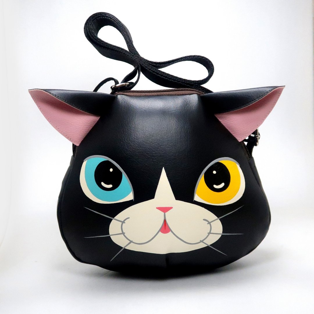 小巧的黑猫造型侧背包，适合携带手机及其他必需品。 - 其他 - 人造皮革 黑色