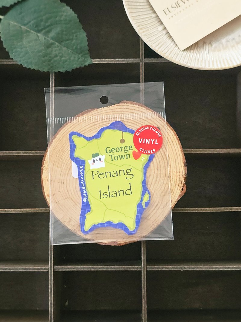 槟城地图乙烯基贴纸 - 贴纸 - 其他材质 多色