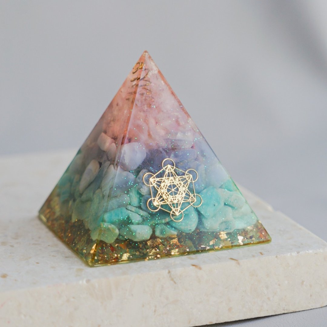【定制化】奥根水晶能量金字塔Orgonite - 摆饰 - 水晶 紫色