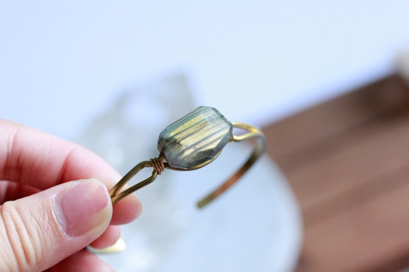 金光拉长石手工铜线手镯 - 手链/手环 - 宝石 蓝色