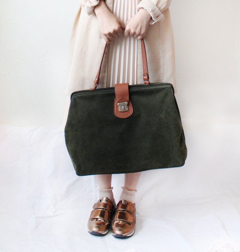 4.5studio-寻宝古着A-绿麂皮真皮提包 - 手提包/手提袋 - 真皮 绿色