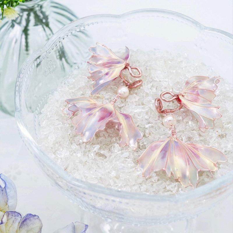 人鱼姬的耳朵  单边耳骨夹 - 耳环/耳夹 - 树脂 粉红色