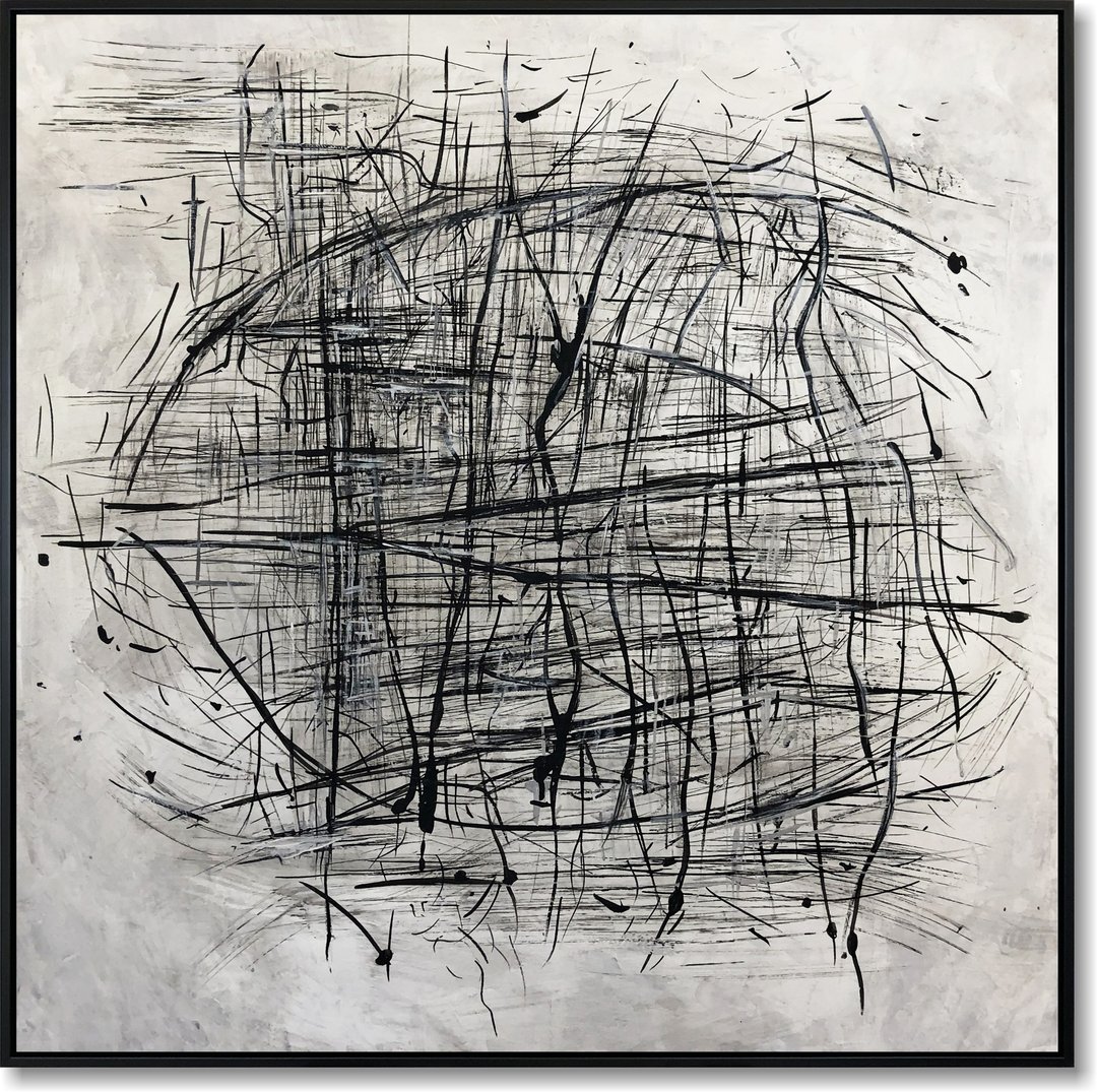 黑白抽象画灰色艺术品帆布艺术现代画 - 墙贴/壁贴 - 压克力 黑色