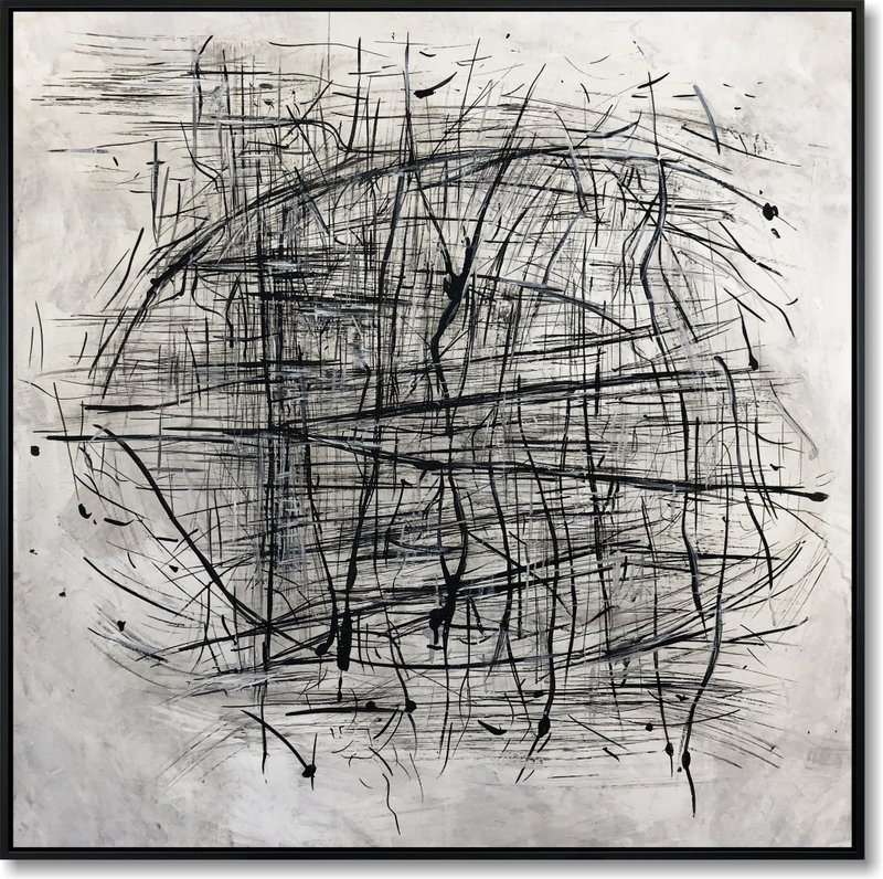 黑白抽象画灰色艺术品帆布艺术现代画 - 墙贴/壁贴 - 压克力 黑色