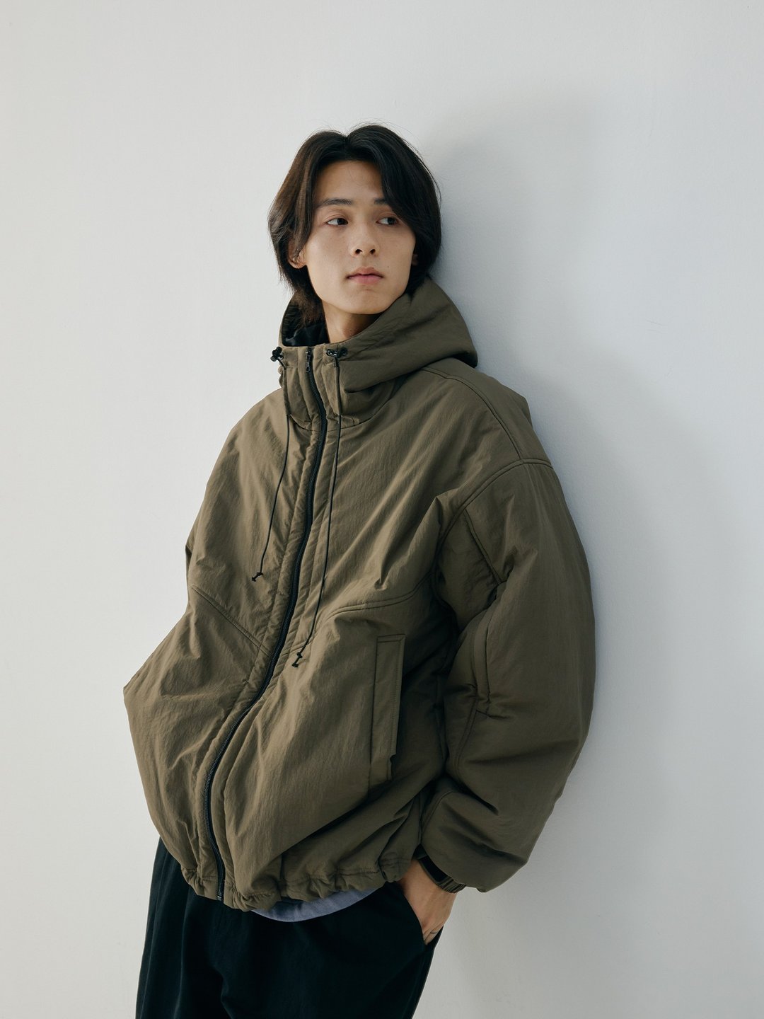 日系复古 / 加厚短款连帽棉衣 - 男装外套 - 其他材质 绿色