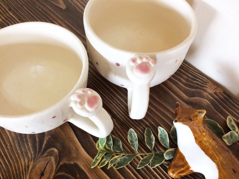 与猫的约定 - 猫掌手印马克杯 - 咖啡杯/马克杯 - 瓷 白色
