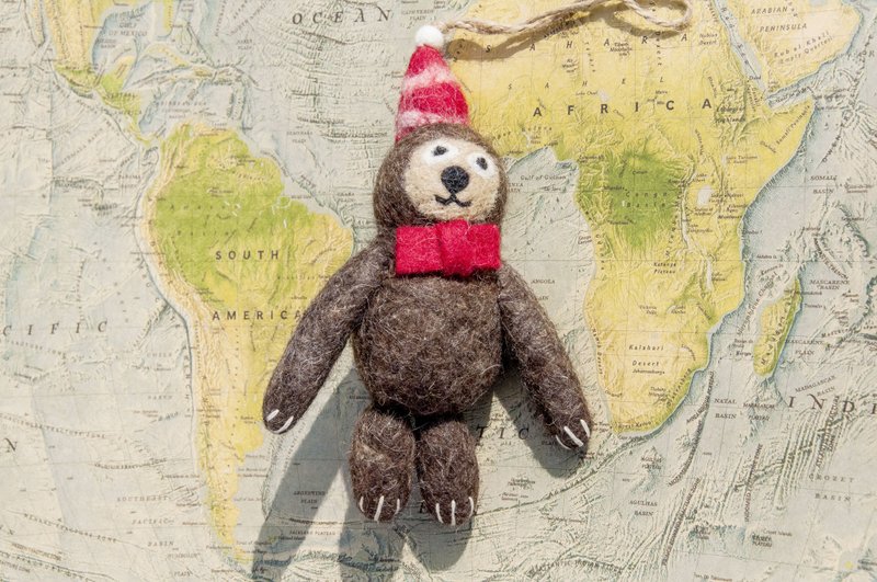 圣诞礼物 羊毛毡吊饰/羊毛毡钥匙圈/动物钥匙圈/动物羊毛毡-猩猩 - 钥匙链/钥匙包 - 羊毛 多色