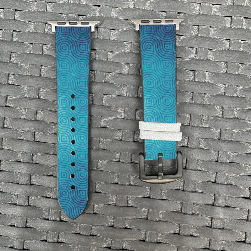 湖水蓝波浪纹 Apple Watch 潮流硅胶表带 -cr66 - 表带 - 硅胶 多色