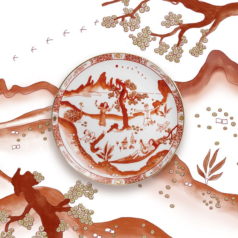 败家仔 红瓷碟 - 盘子/餐盘/盘架 - 瓷 红色