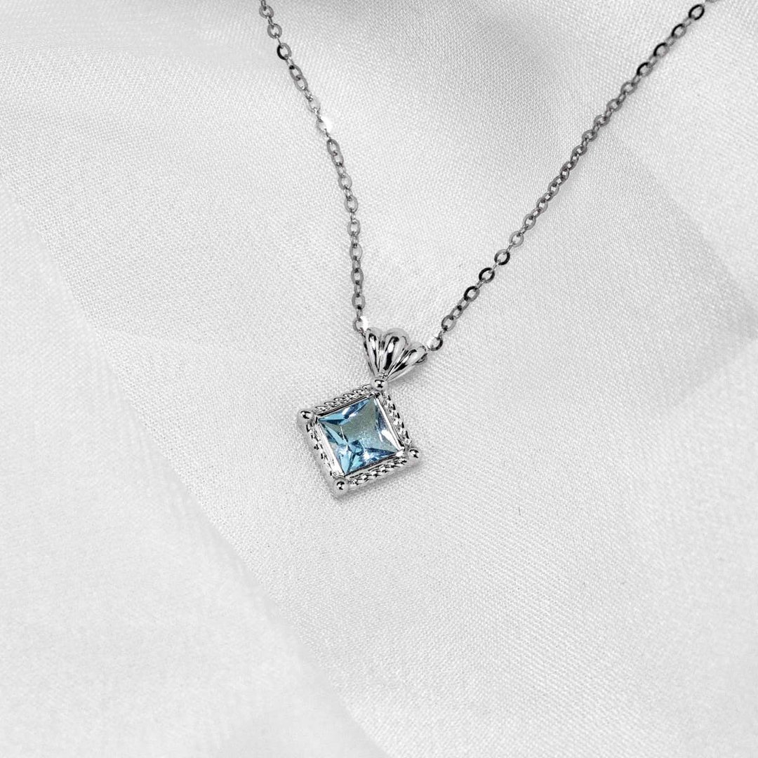 【PurpleMay Jewellery】纯18K金天然海蓝宝复古贝壳吊坠项链 - 项链 - 宝石 蓝色