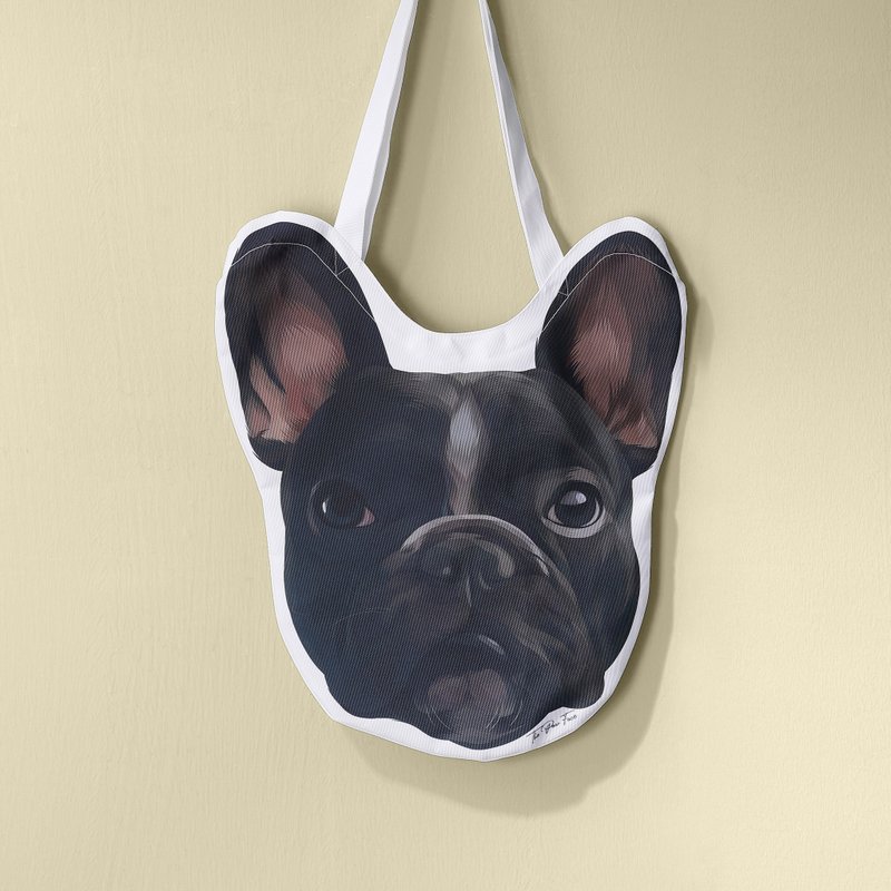 黑色法虎 法斗 宠物插画 异形 托特包 帆布包 单肩包手提袋手提包 - 侧背包/斜挎包 - 其他材质 